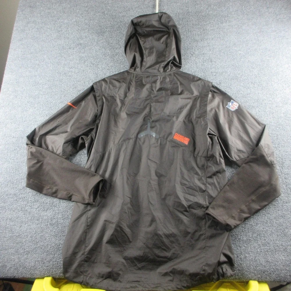 Cleveland Browns Jacket Mens Medium Brown NFL Football Nike Hooded Quarter Zip